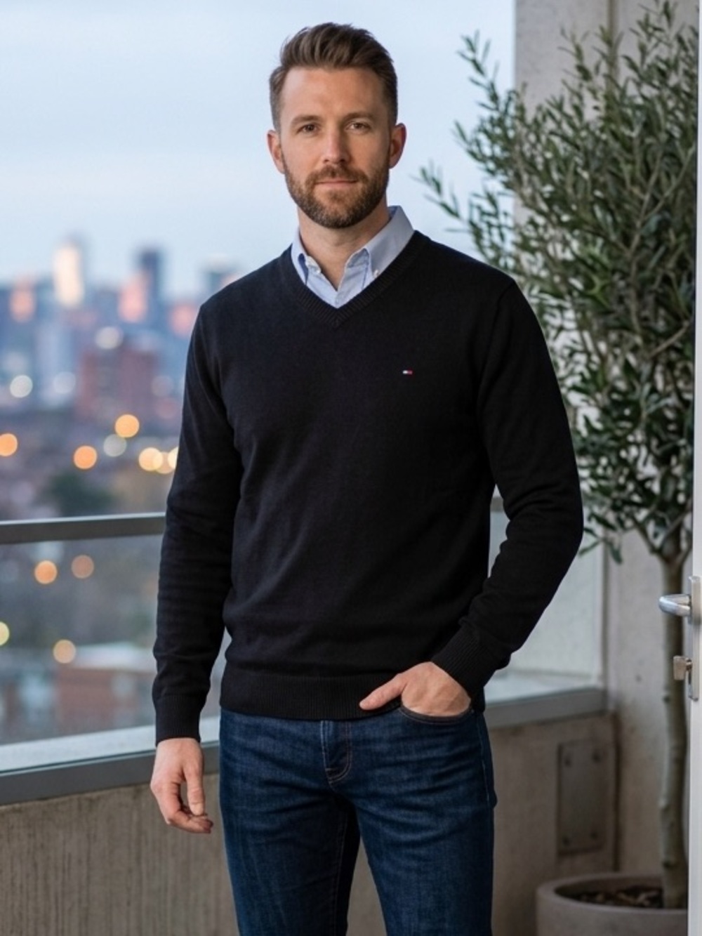 Men’s Tommy Hilfiger light knit V-neck sweater